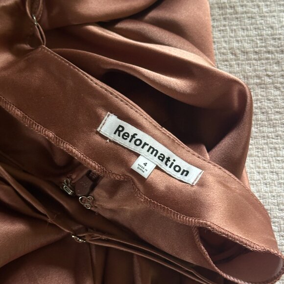 Reformation Ronda Silk Praline Dress Size 4 - Picture 3 of 4